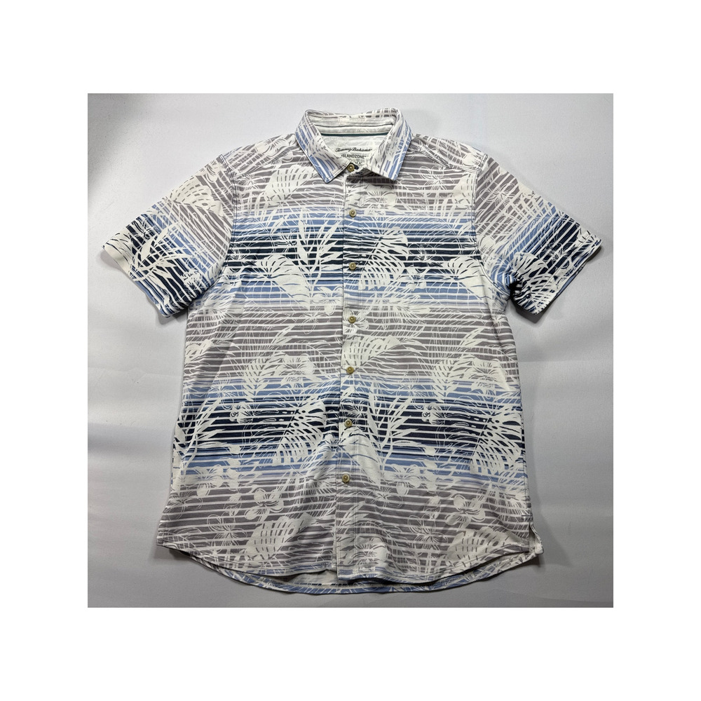 Tommy Bahama Islandzone Men's Tan Blue Floral Button Up Shirt - Size M